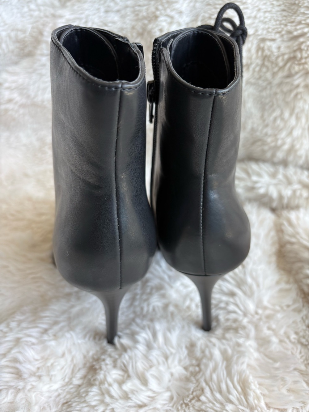 INC International Concepts Black Lace-Up Peep Toe Ankle Boots - Picture 11 of 11